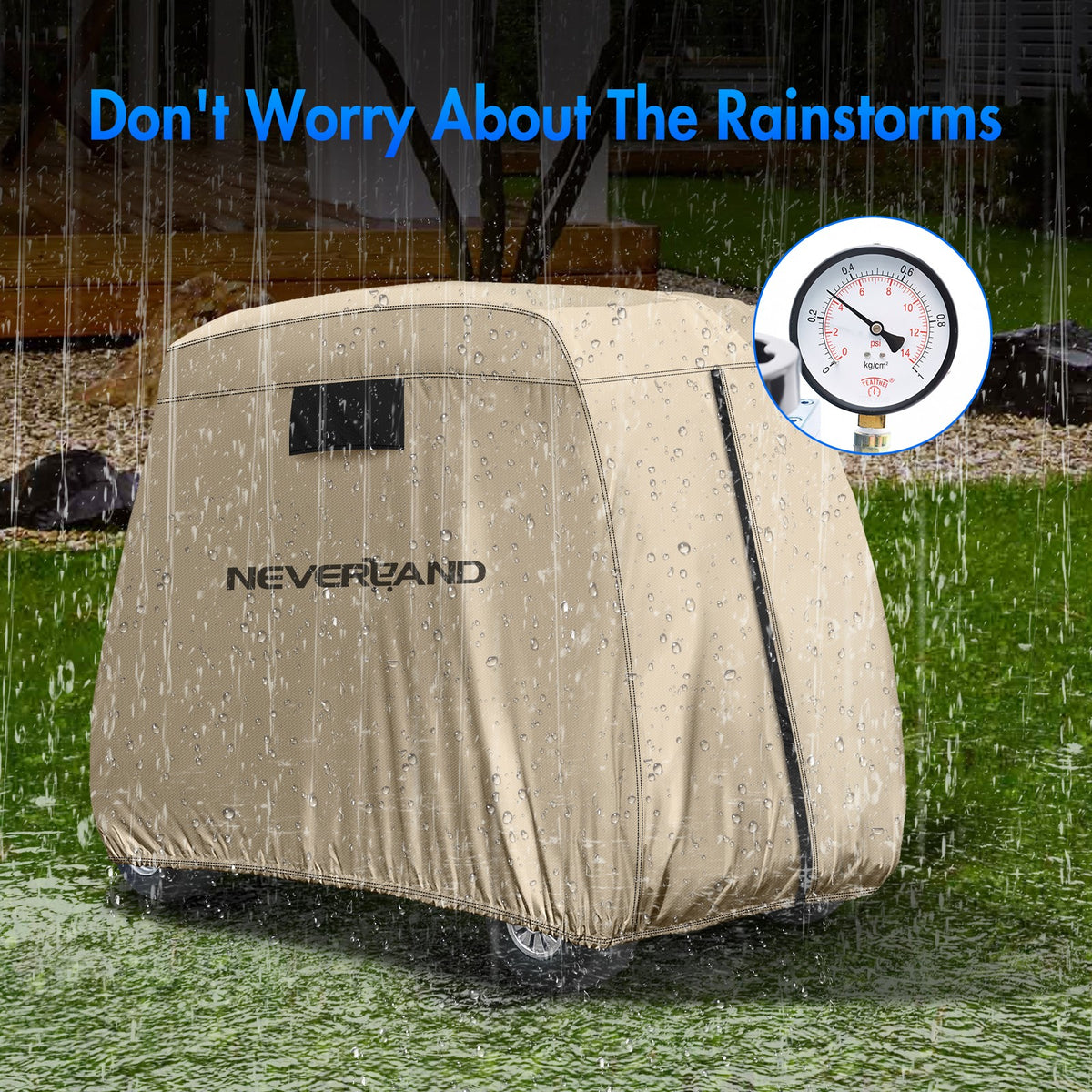 Waterproof Golf Cart Cover for 4 Passenger EZGO Club Car Yamaha 113" Light Brown
