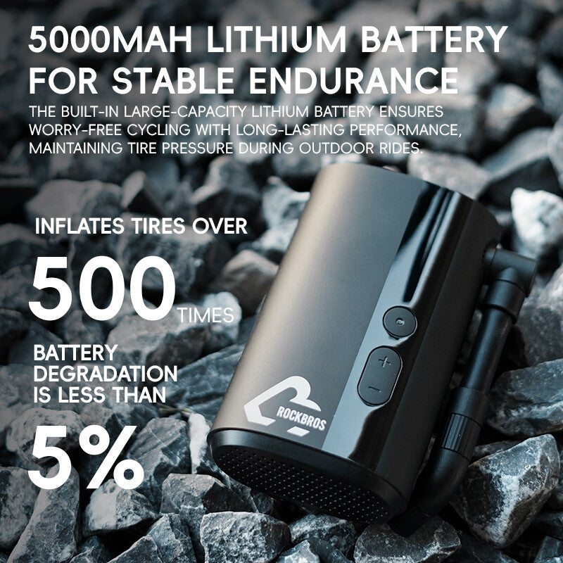 Portable Electric Bike Tire Pump 150PSI Mini Inflator with 5000mAh Battery