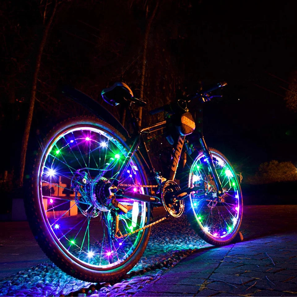 LED Bicycle Wheel Rim Lights Auto Open & Close, 20 LEDs, Blue Flash - Fits Most Bikes