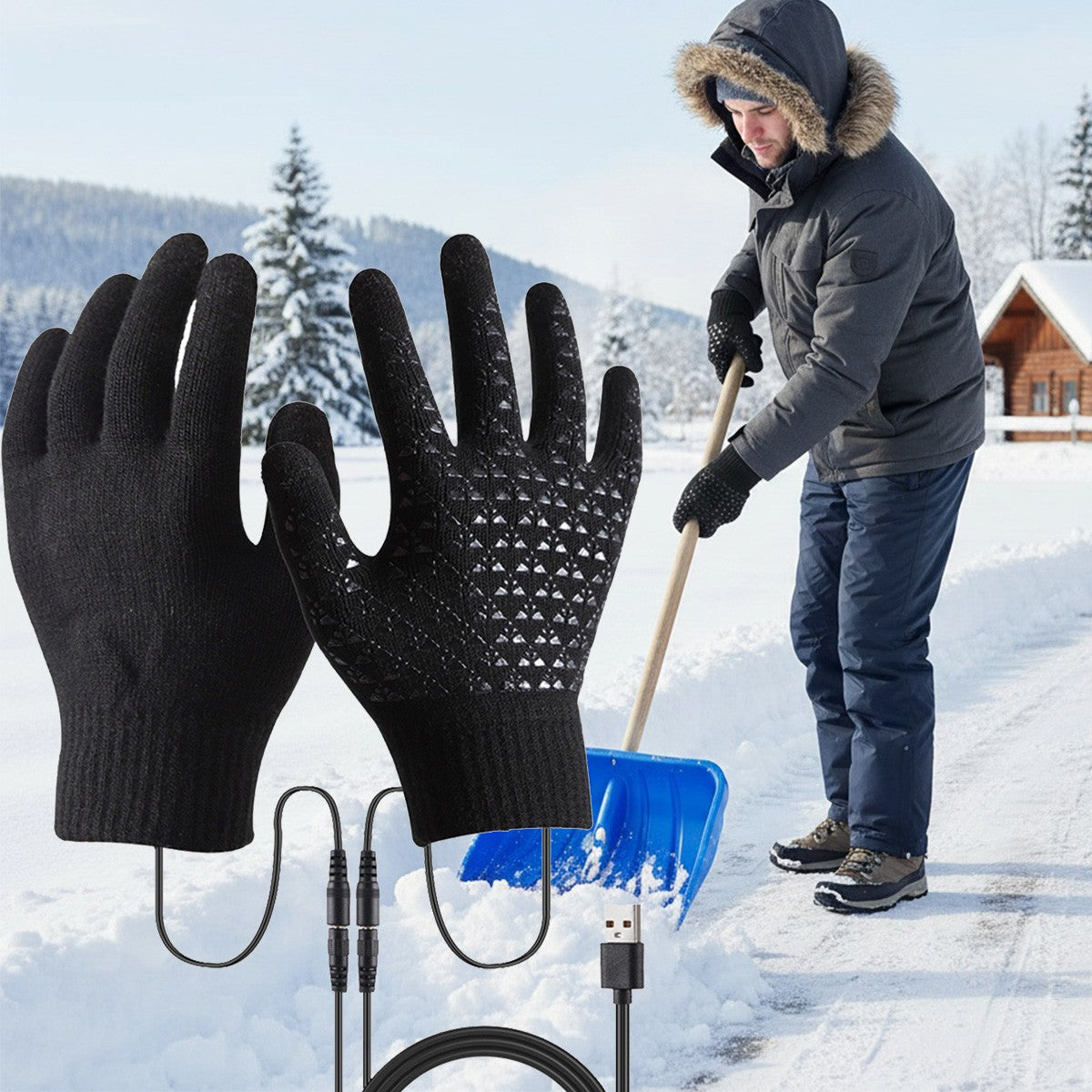 USB Heated Gloves for Men Women Winter Touchscreen Windproof Electric Heating