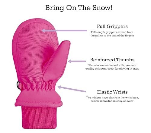 Kids Waterproof Snow Mittens - Insulated Winter Gloves for Snow Play
