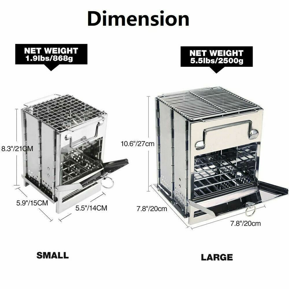 Portable Stainless Steel Camping Wood Alcohol Stove for Outdoor Cooking and BBQ