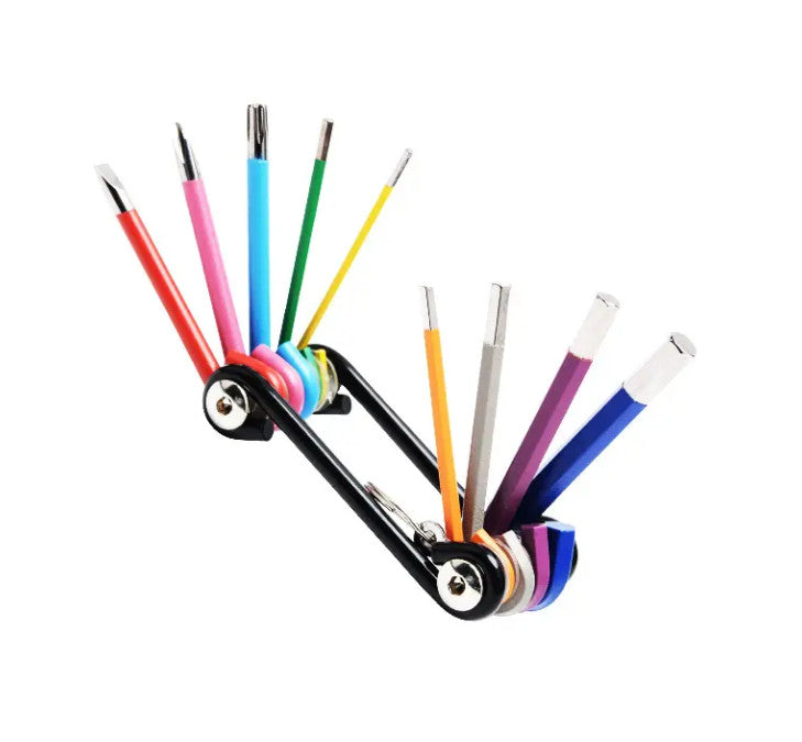 Colorful Rainbow Bicycle Multi-Tool Set with Torx and Allen Keys - Durable Cycling Wrench