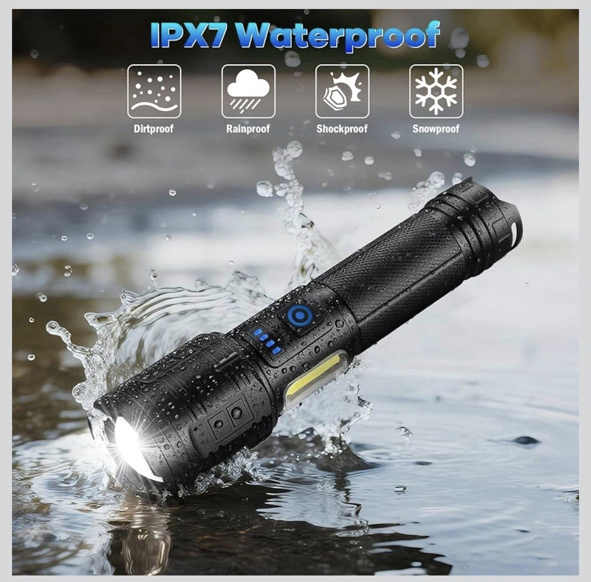 Rechargeable LED Flashlight 900,000 Lumens Super Bright Handheld Torch