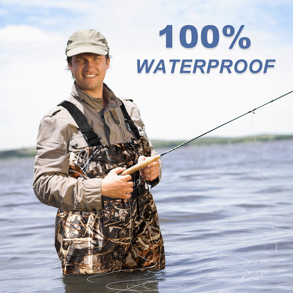 Waterproof Nylon Chest Waders for Fishing and Hunting with Cleated Sole