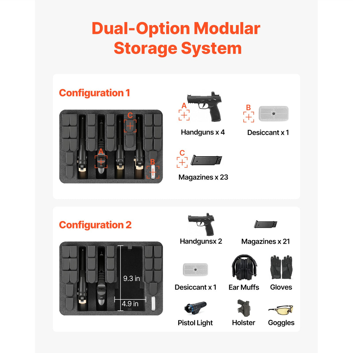 Durable Hard Pistol Case with Foam Interior for Secure Storage 15.9x12.5x7.5 in