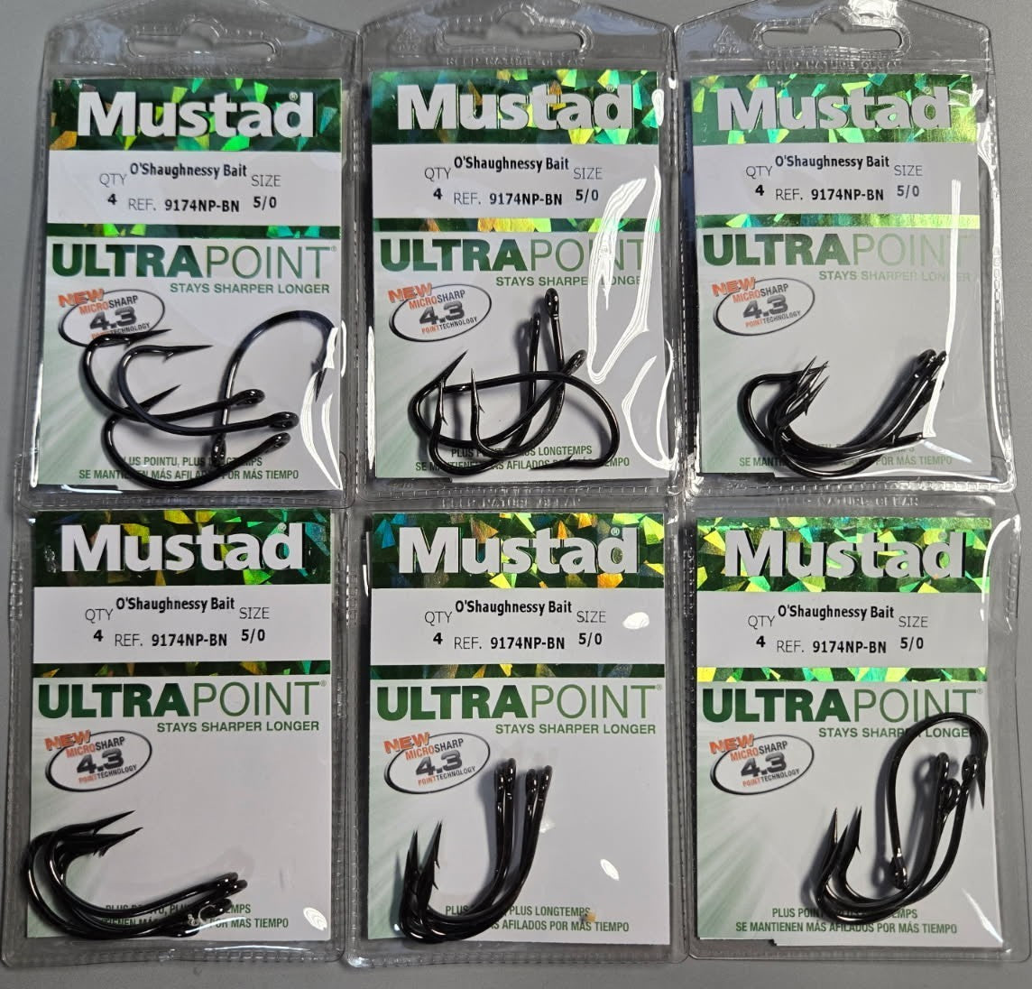Heavy Duty Fish Hooks 6/0 Ringed O'Shaughnessy Bait Hooks - Pack of 6