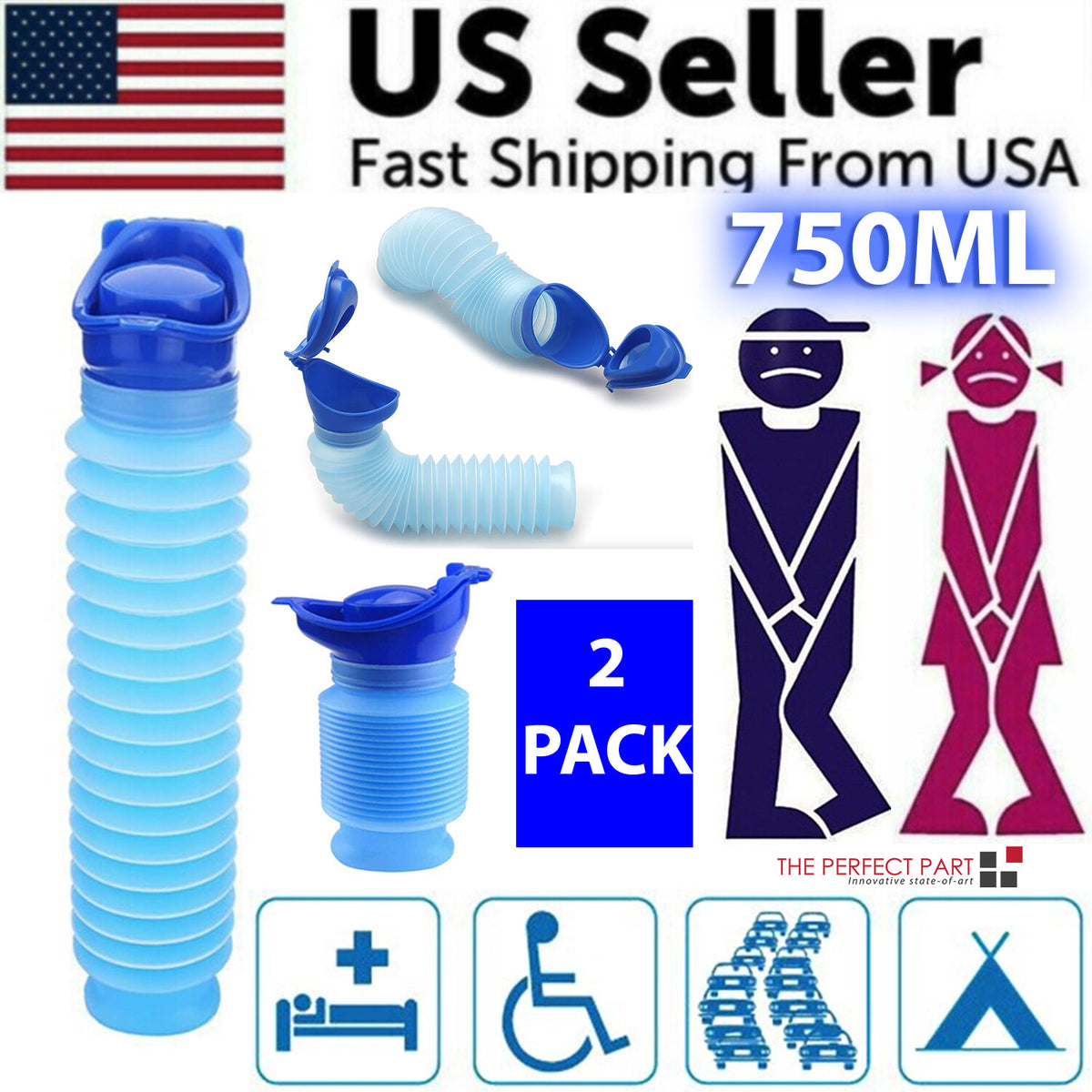 Portable Urinal Bottle for Men and Women Travel Camping Emergency Kit