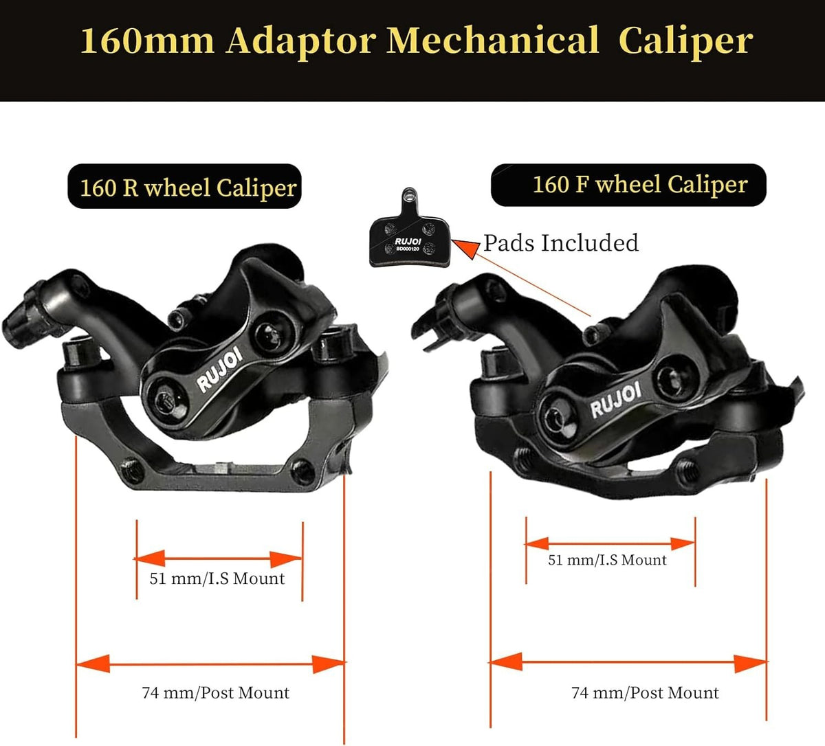Bike Disc Brake Kit - Complete Set with 2 Aluminum Calipers, Rotors & Levers