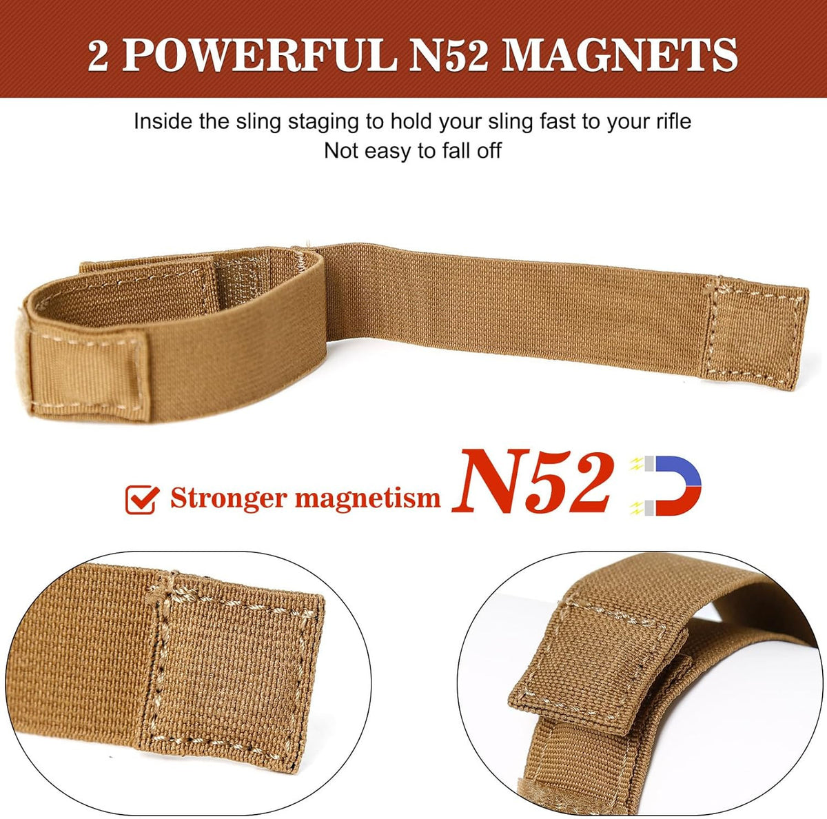 Magnetic Rifle Sling Strap with Strong Magnets - Adjustable Nylon Shooting Accessory