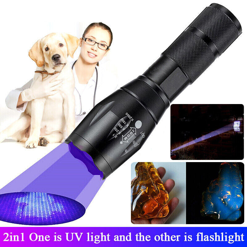 UV Flashlight Black Light 120000lm Handheld Torch Waterproof UV Lamp