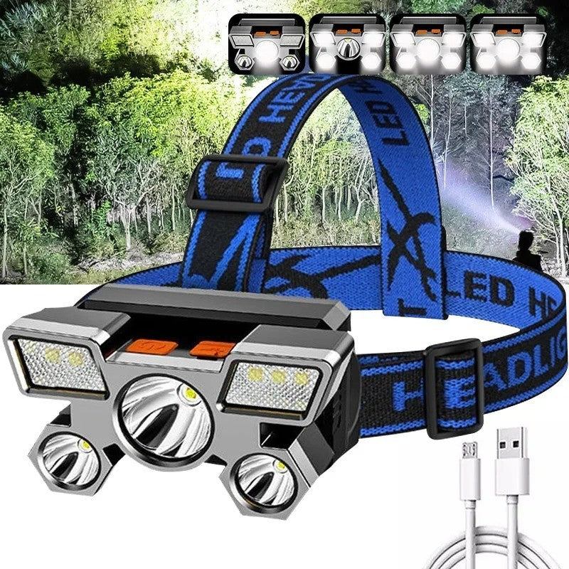 Rechargeable LED Headlamp with Bright 5x Light Modes for Outdoor Activities