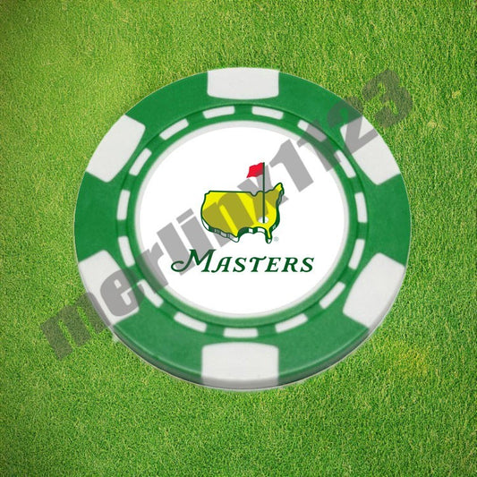 Golf Ball Marker Poker Chip with Magnetic Stickers - Augusta Green