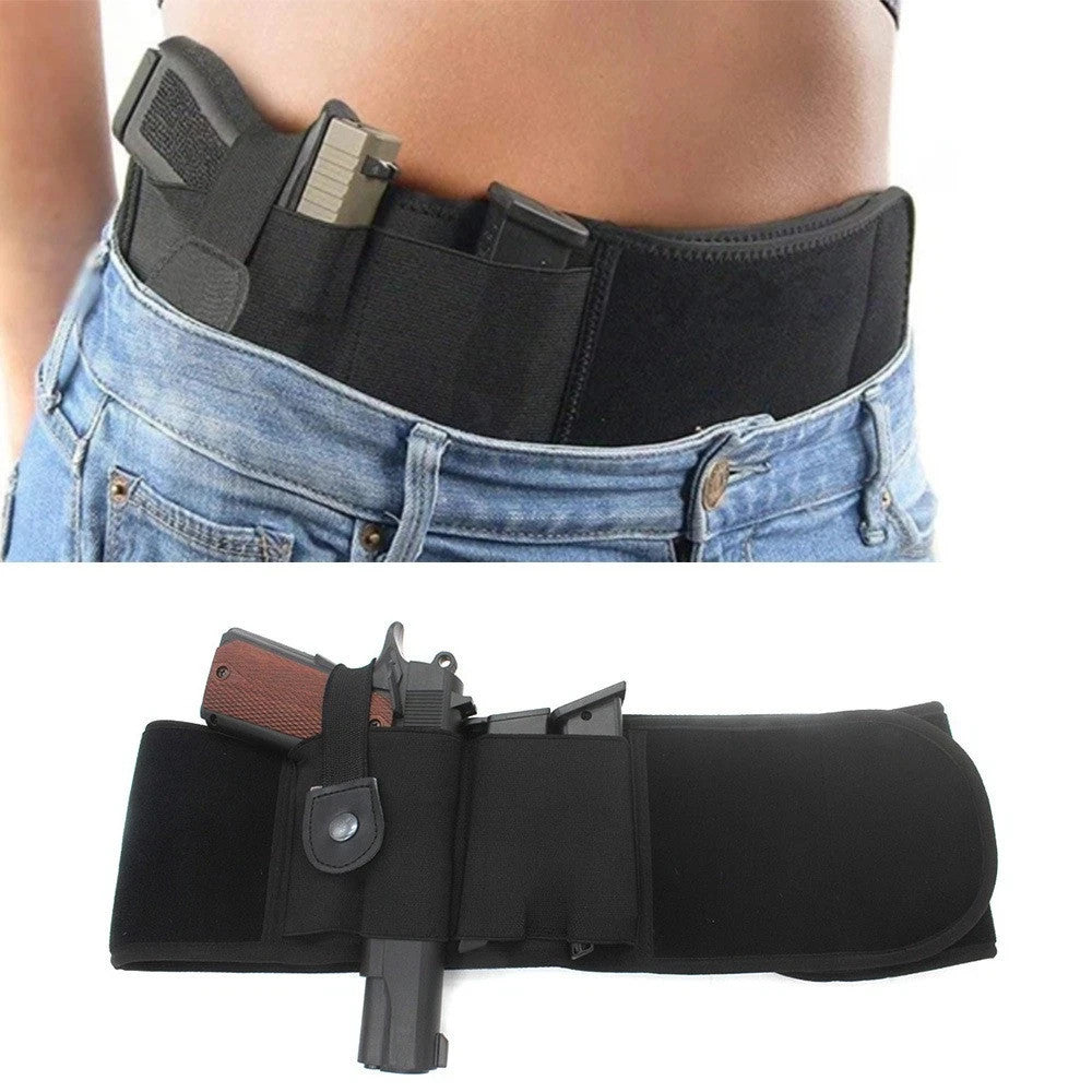 Concealed Carry Belly Band Holster for Pistols & Revolvers - Black