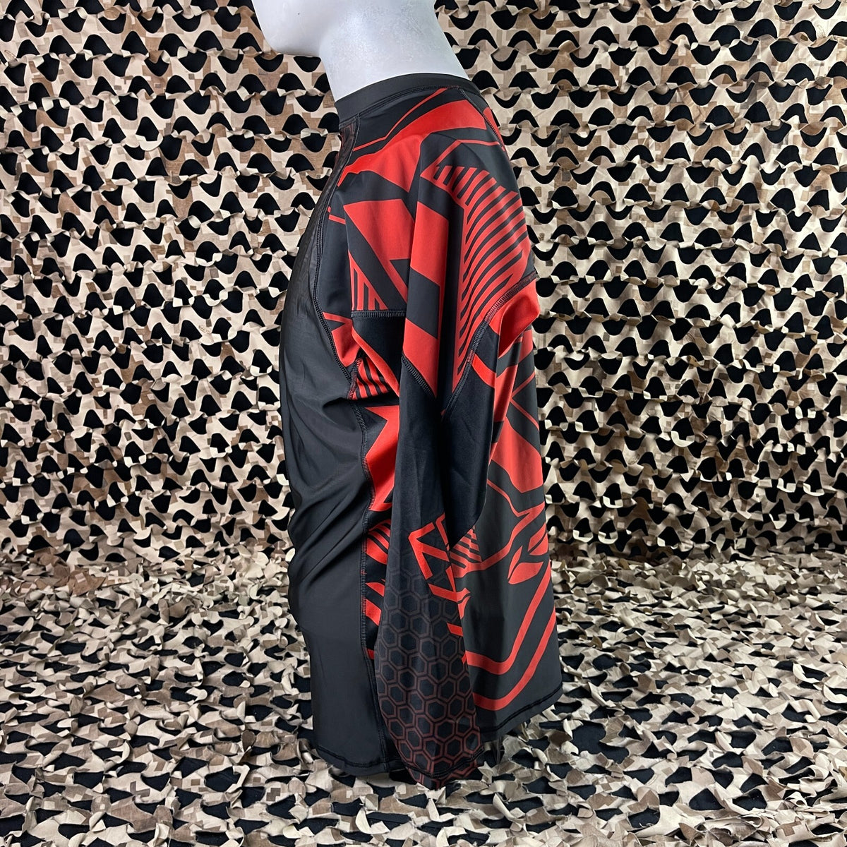 Contract Killer Long Sleeve Stained Rash Guard - Red & Black, X-Large