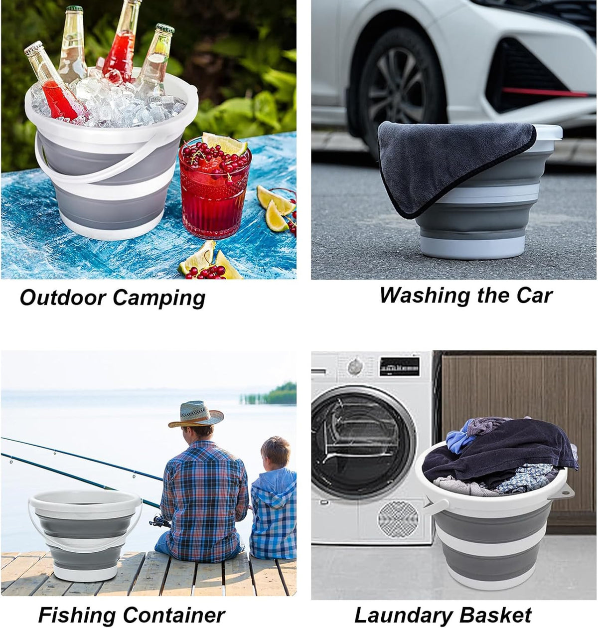 Foldable 1.3 Gallon Water Bucket for Cleaning Camping & Outdoor Use