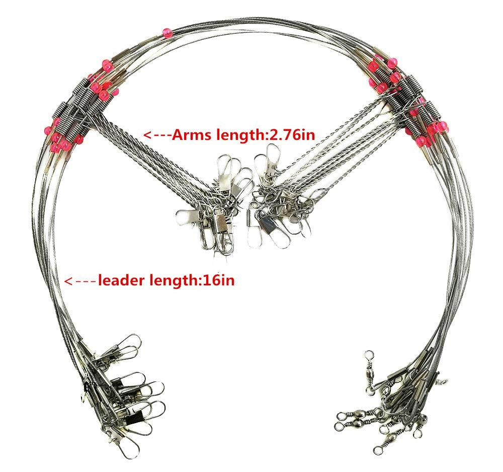 Saltwater Fishing Wire Leaders Set 10pcs Hi-Low Rig Tackle with Swivels