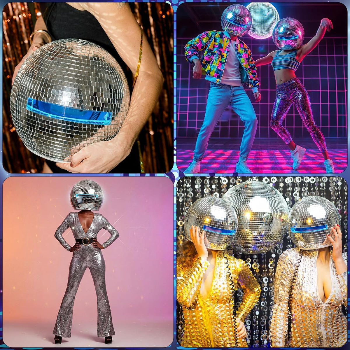 Disco Ball Helmet Adult Glitter Costume Hat for Party & Celebration