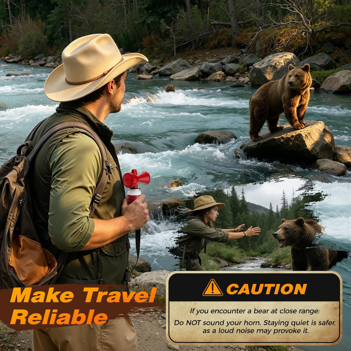 Loud Air Horn for Outdoor Safety and Wildlife Warning 122dB - 2 Pack