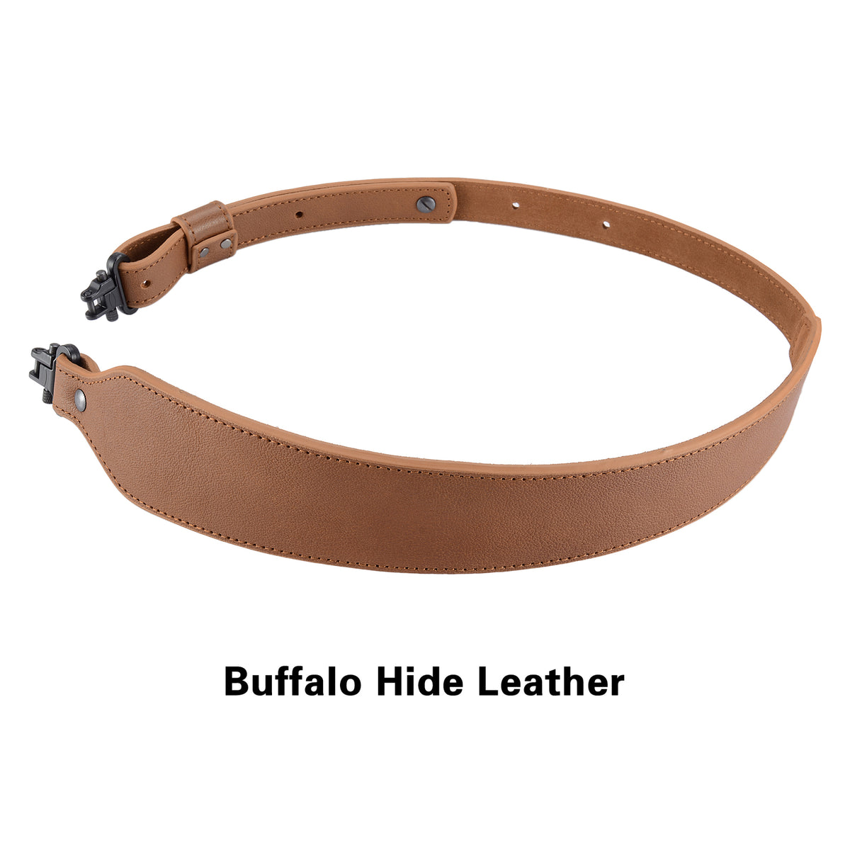 Buffalo Hide Leather Gun Sling with Swivels and Metal Hardware - Adjustable 1" Wide