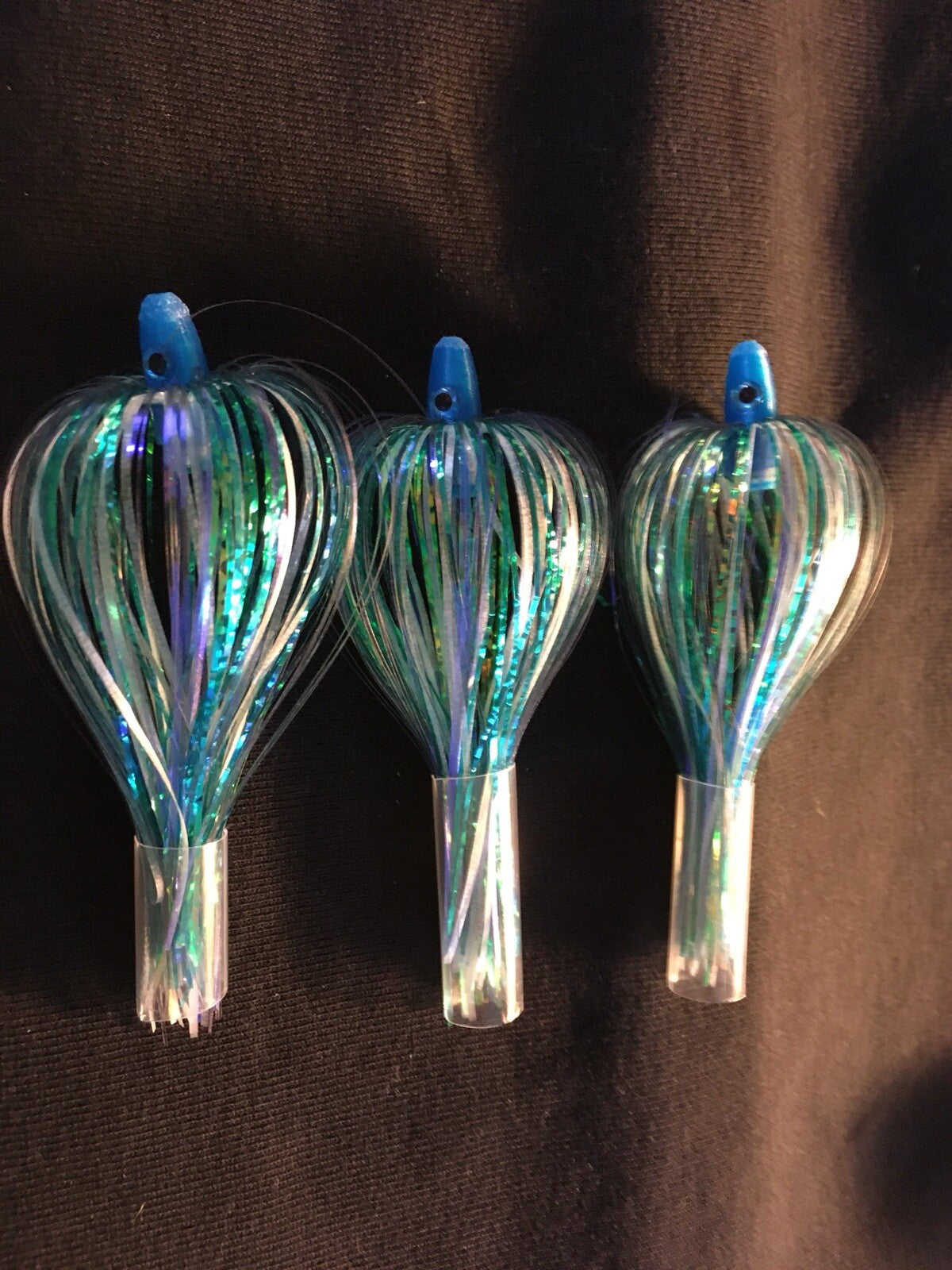 Salmon Trolling Flies Pack of 3 - 4 Inch Unrigged Blue & Glow