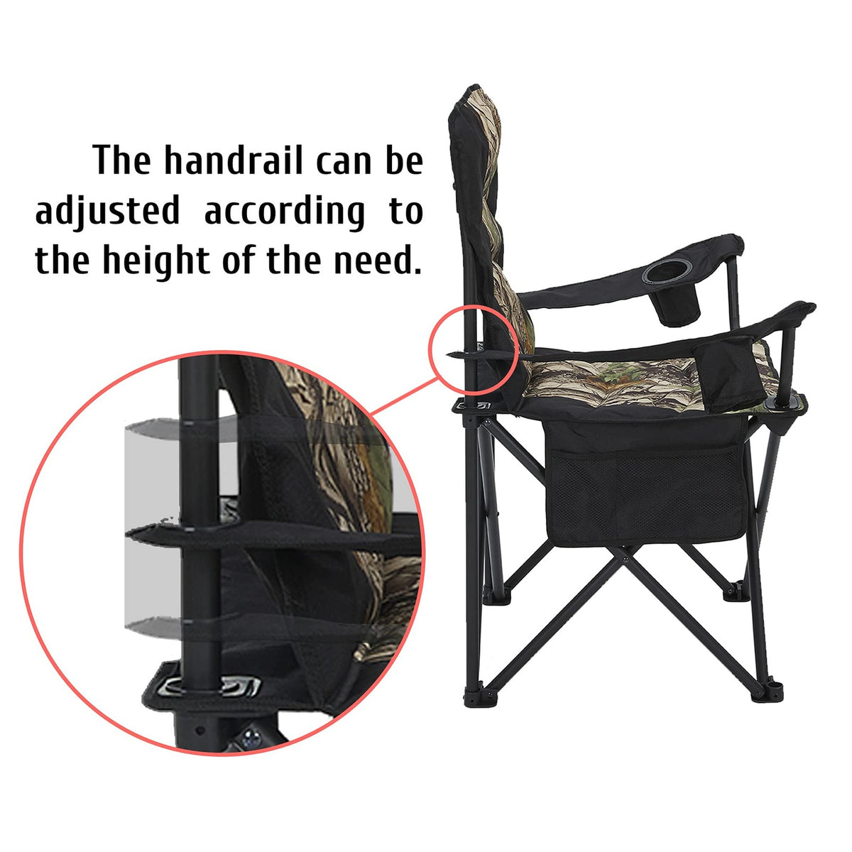 Oversized Folding Camping Chair 400 lb Capacity with Armrests & Cup Holder