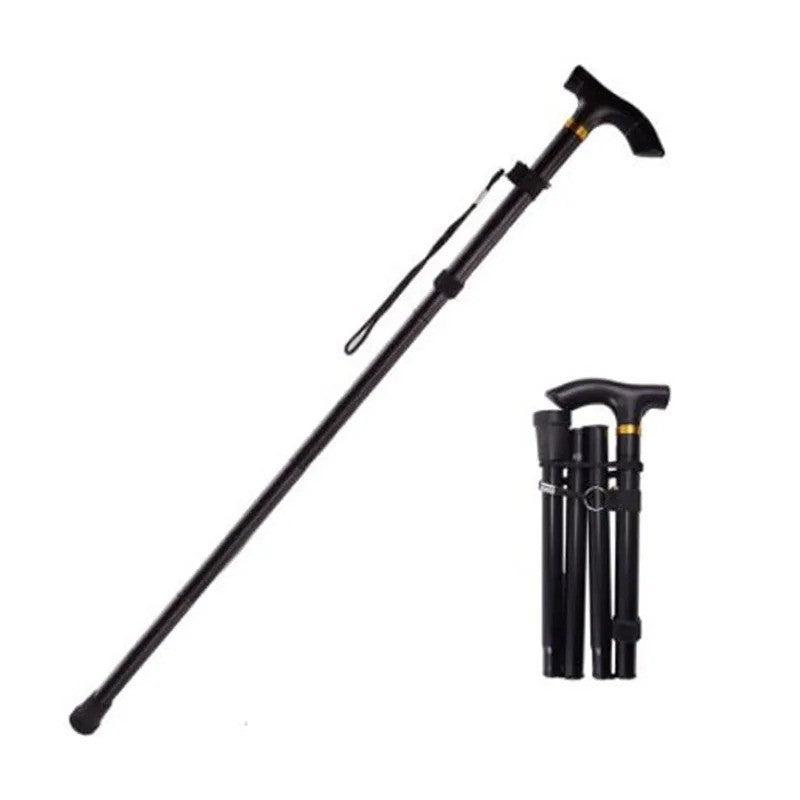 Adjustable Collapsible Aluminum Walking Cane - Folding Travel Stick with Rubber Tip