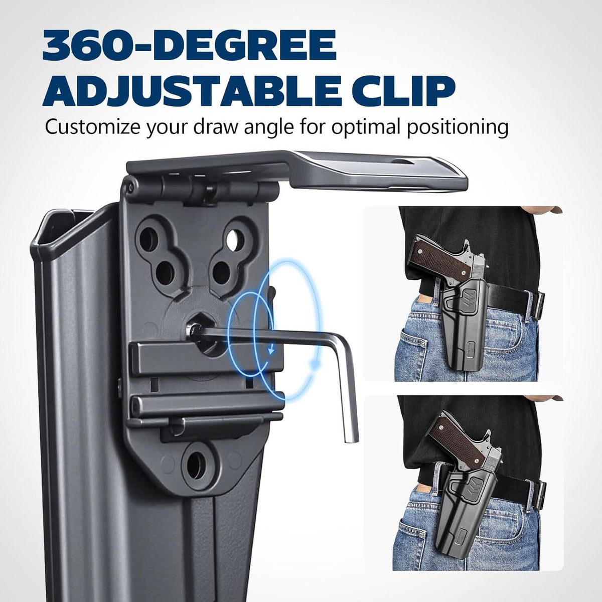 1911 Holster for Colt Kimber Springfield RIA Taurus - OWB Molle & Adjustable Clip
