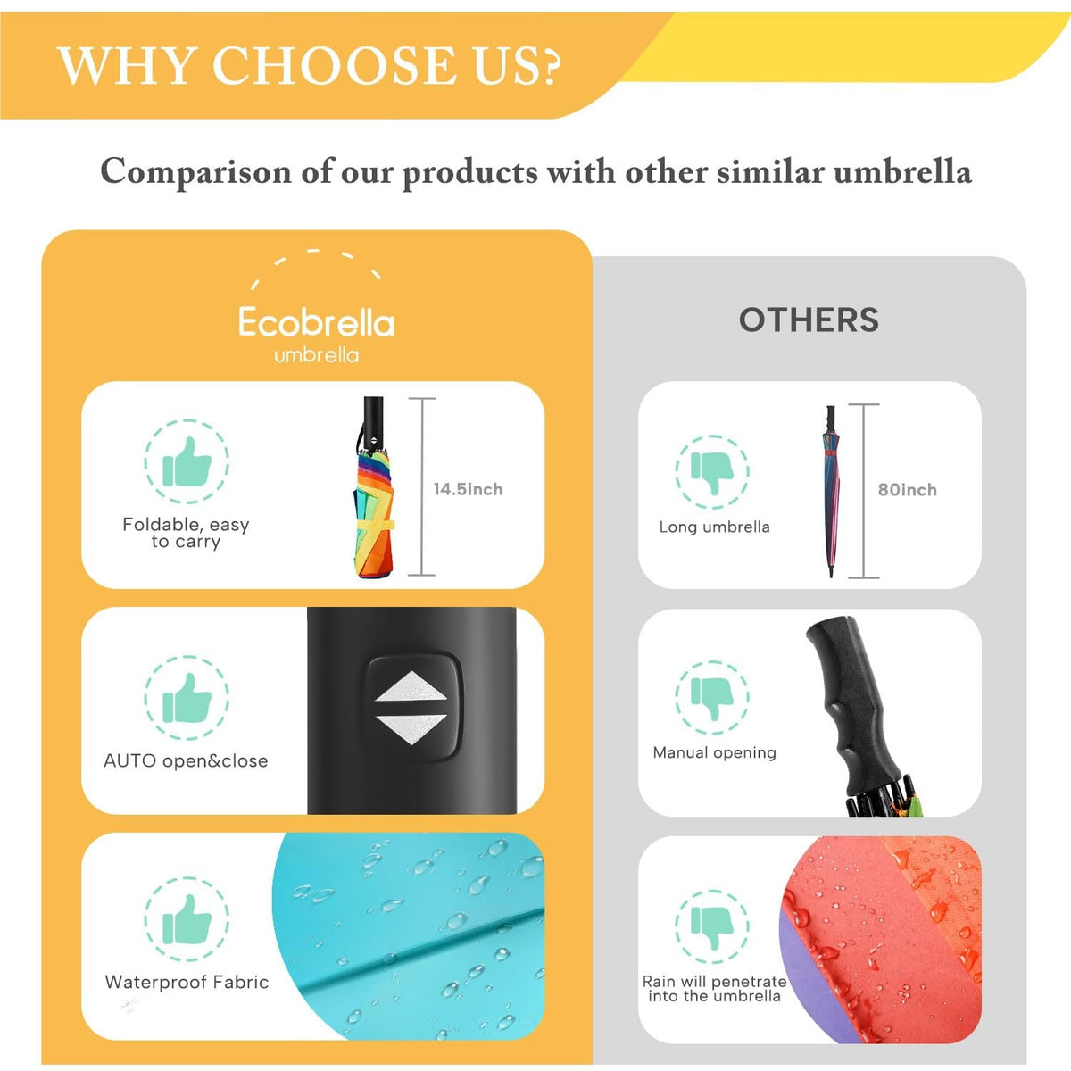 Oversized 54-Inch Windproof Rainbow Umbrella for Adults - Sun & Rain Protection