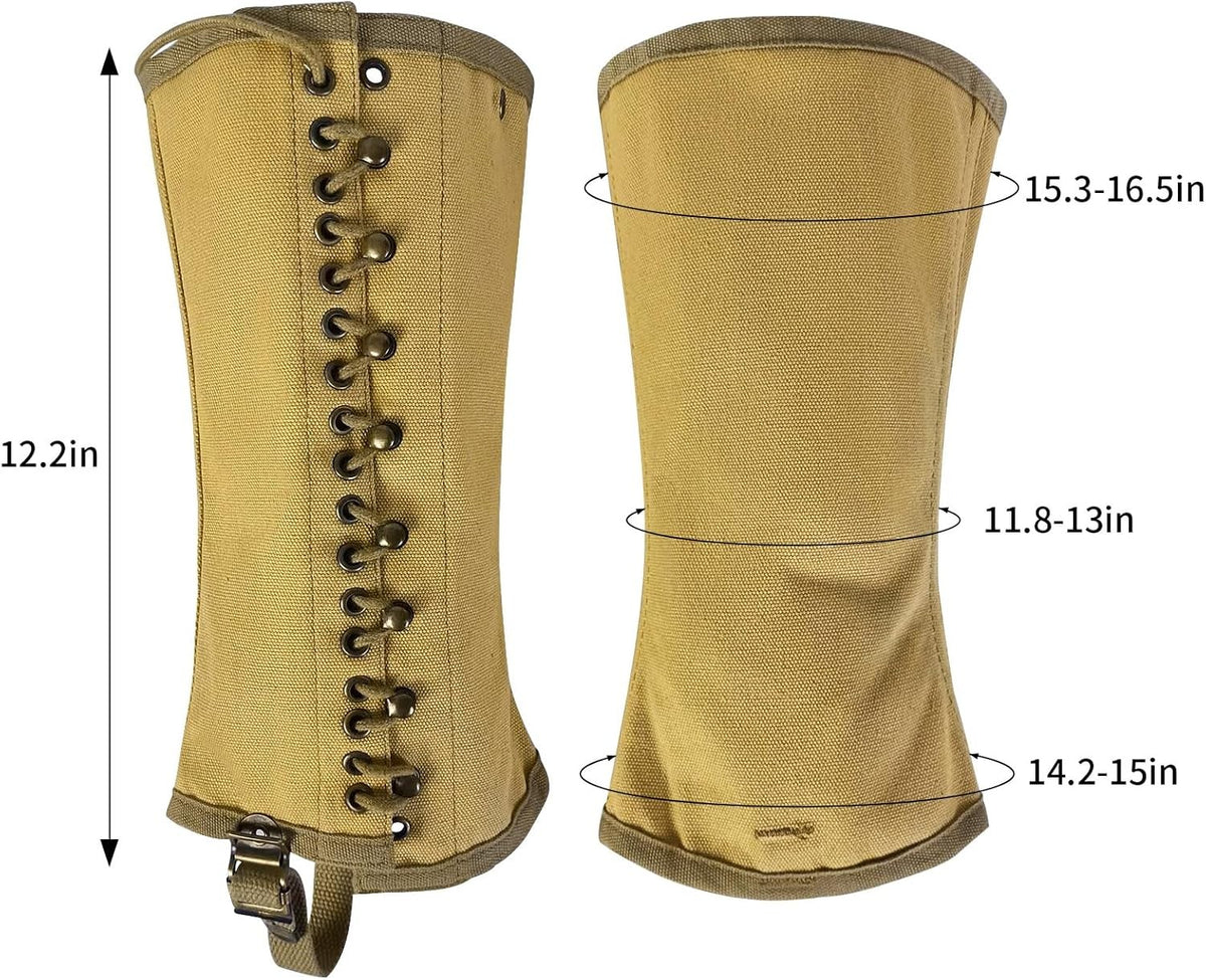 Vintage Canvas WWII Gaiters for Men - Reproduction Snake Leg Gaiters