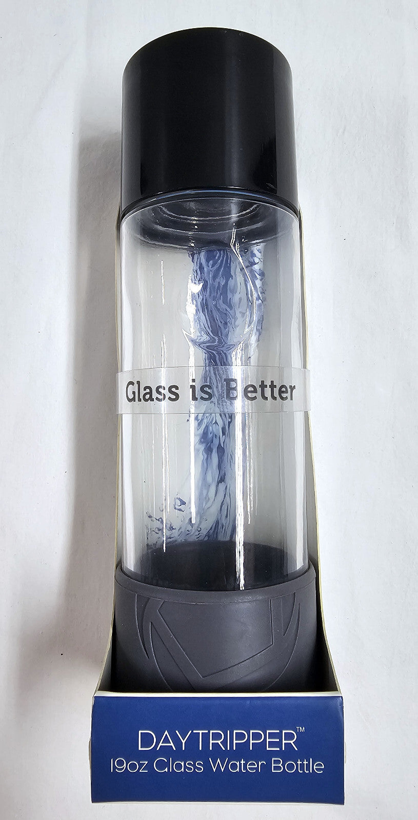 Full Circle 19oz Glass Water Bottle with One-Hand Twist Cap and Silicone Base