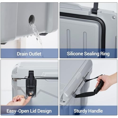 Insulated Hard Cooler with 5-Day Ice Retention - Portable Outdoor Ice Chest