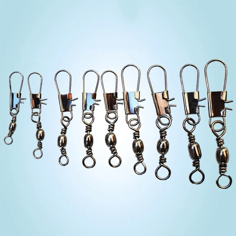 50PCS Fishing Swivels and Snap Connectors for Lures Tackle Accessory