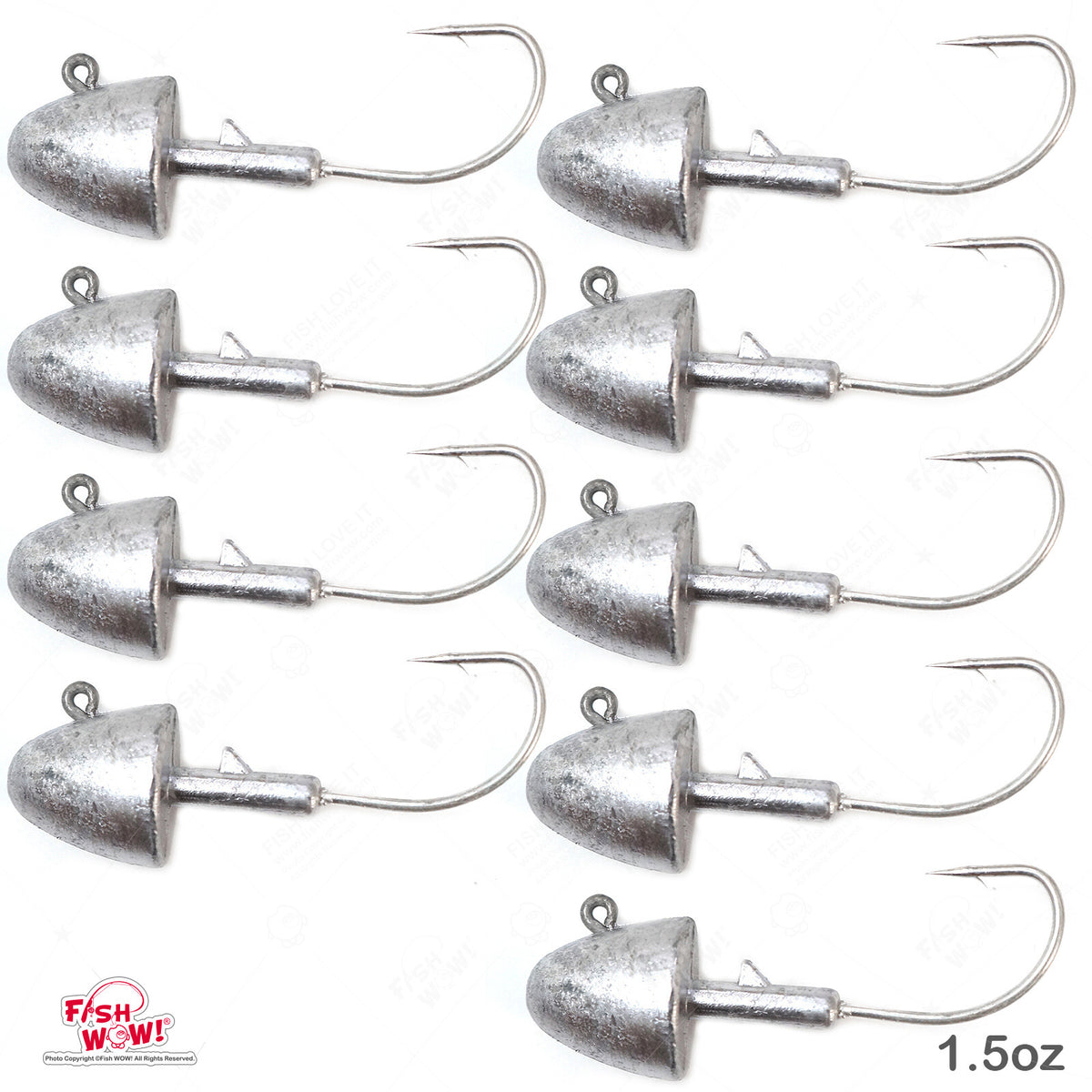 Unpainted 1.5oz Bullet Jig Head for Fish Soft Baits - Multiple Count Options
