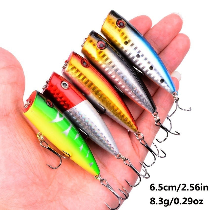 60pcs Minnow Popper Crankbait Fishing Lures Kit Artificial Hard Baits