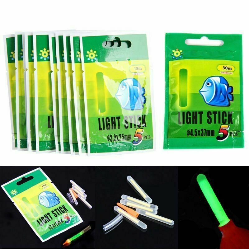 Mini Fluorescent Lightstick Set for Night Fishing - Glow Stick Clips 50Pcs
