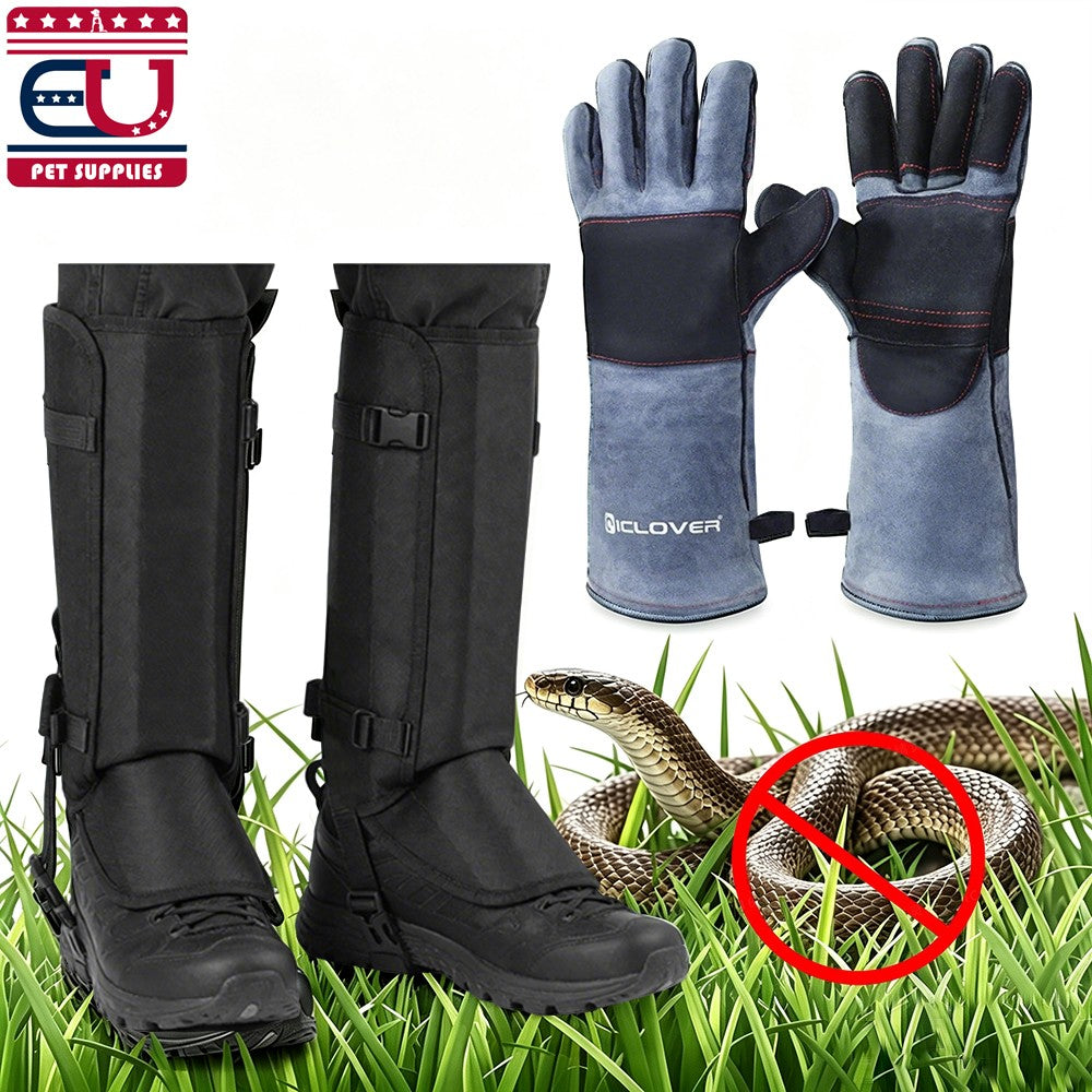 Reptile Snake Gaiter & Cut-Resistant Gloves Protection Set