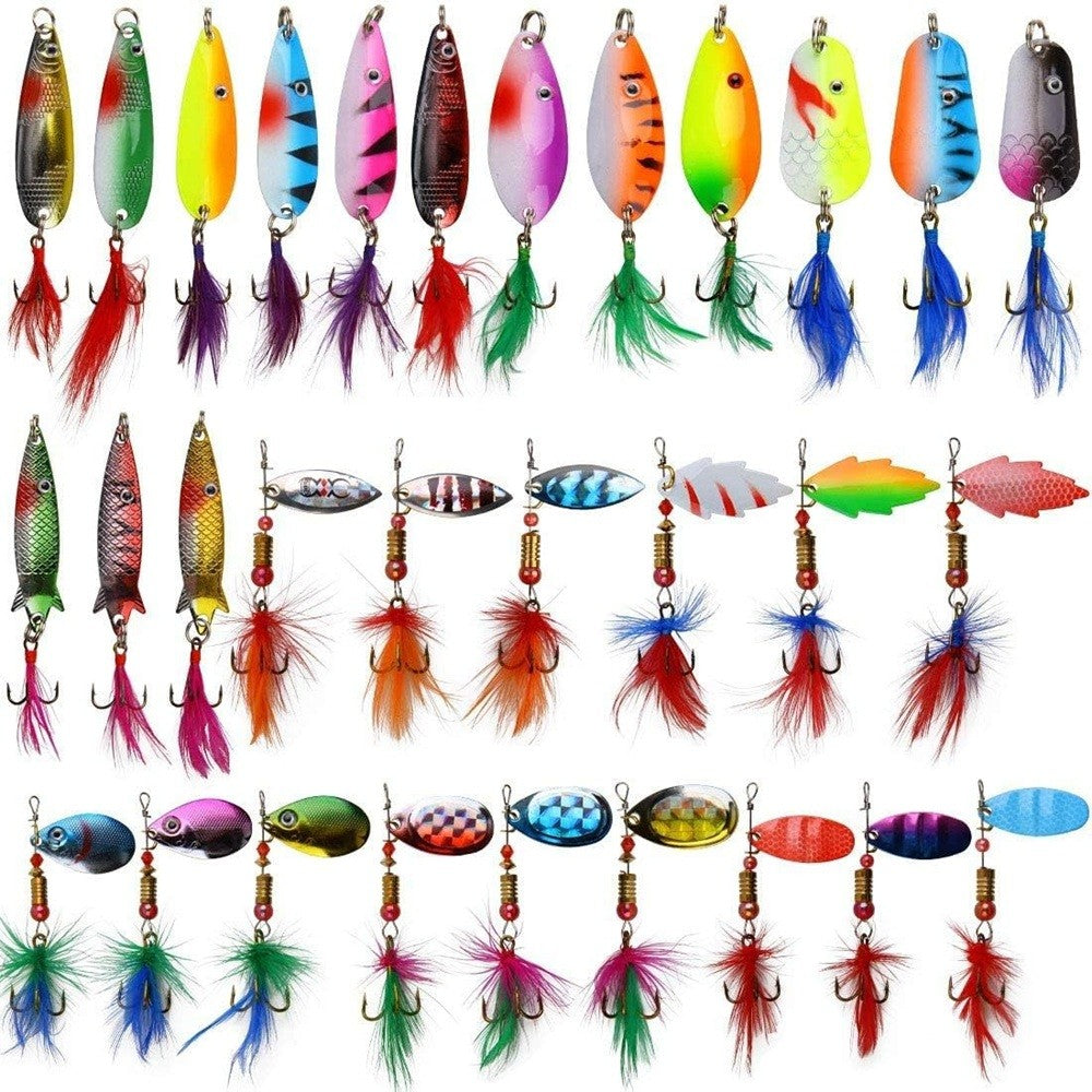 30pcs Mixed Fishing Lures Crankbaits Spinner Baits for Bass