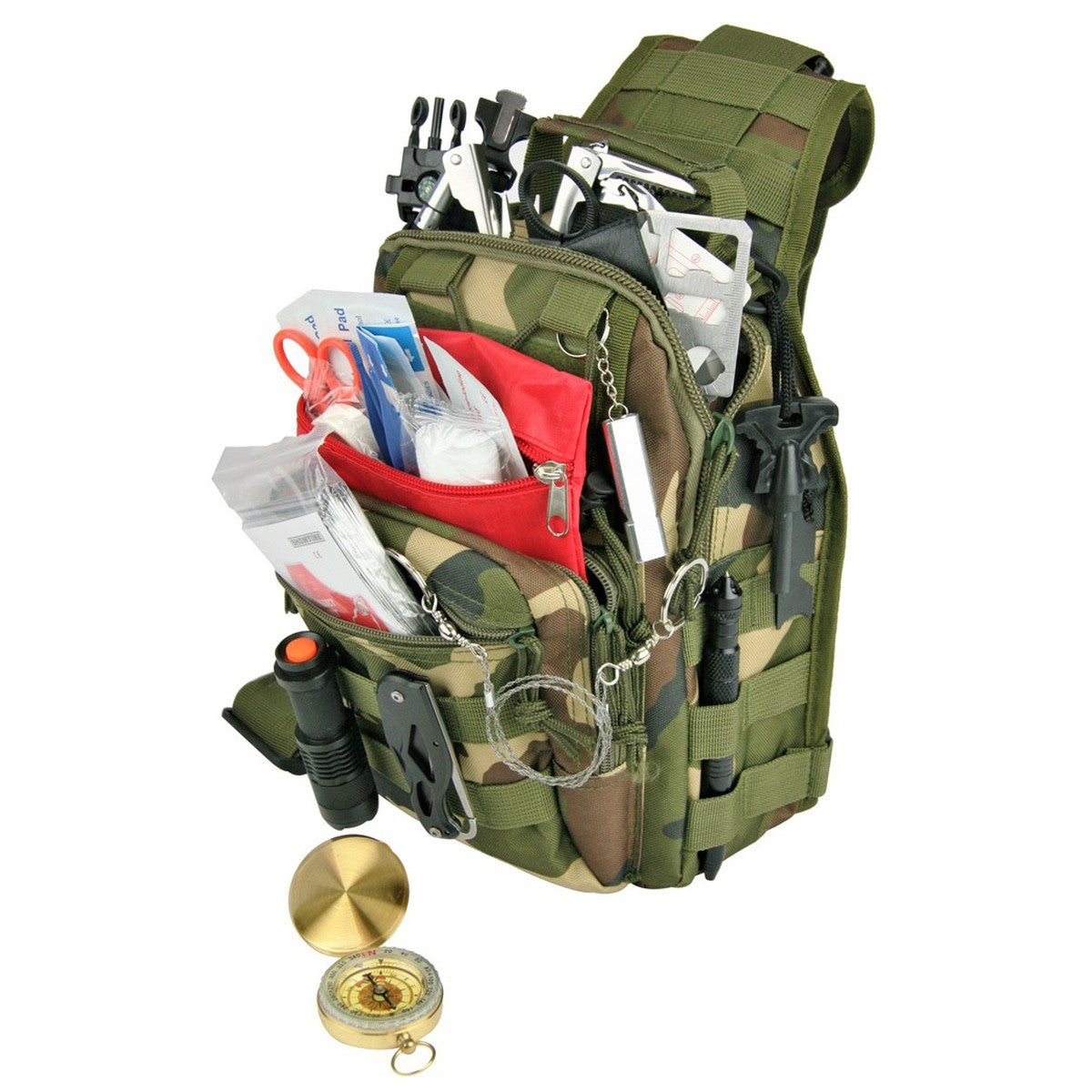 Mini Camping Survival Kit Sling Bag with Emergency Tools