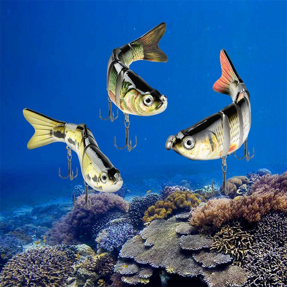 5PCS Lifelike Fish Lures with 3D Eyes and Treble Hooks for Freshwater & Saltwater Fishing