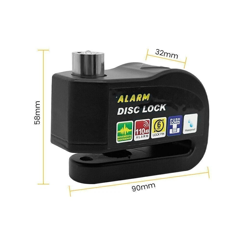 Waterproof Motorcycle Bicycle Disc Brake Lock with Alarm - Anti-Theft Security