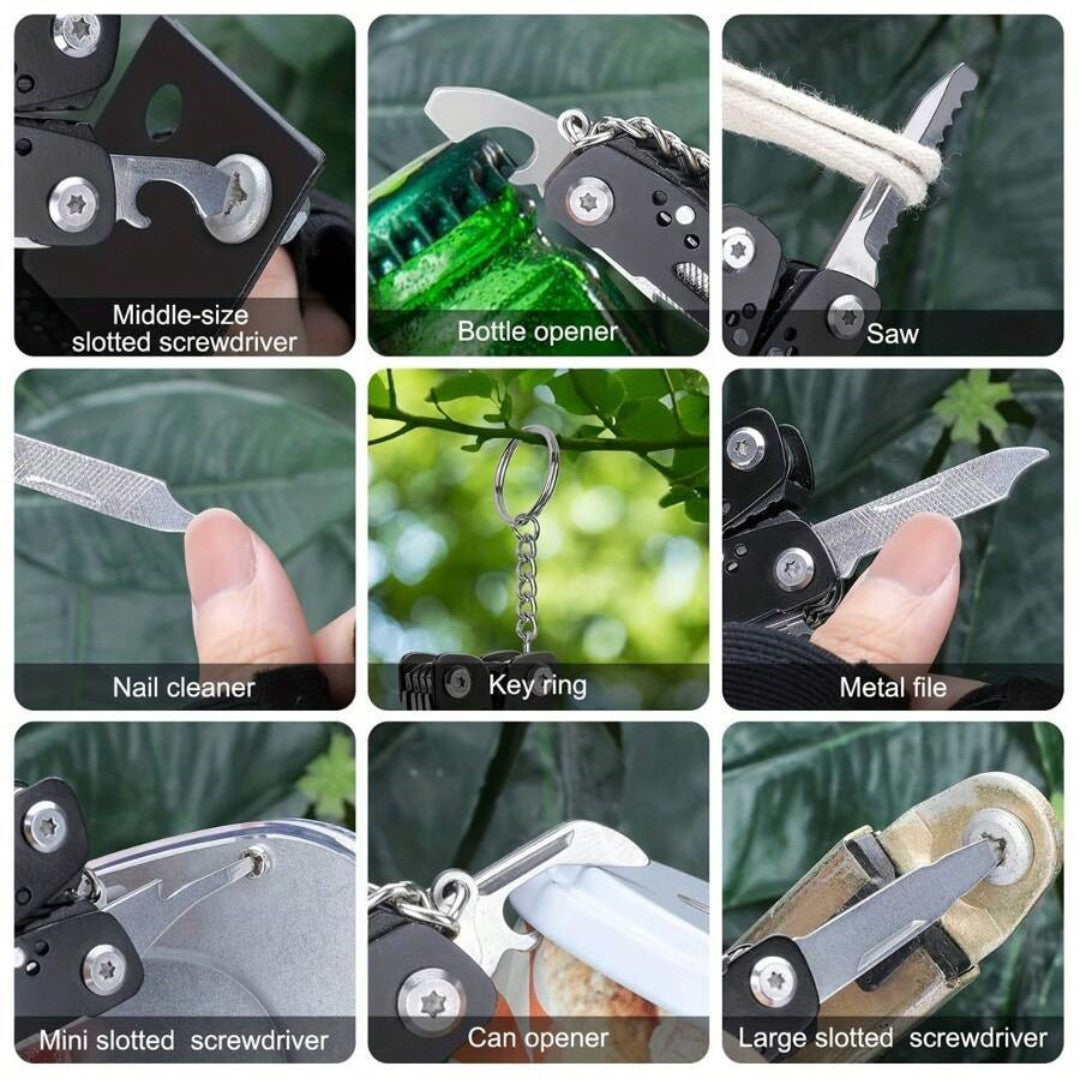 14-in-1 Mini Multi Tool Pliers Keychain Camping EDC Stainless Steel