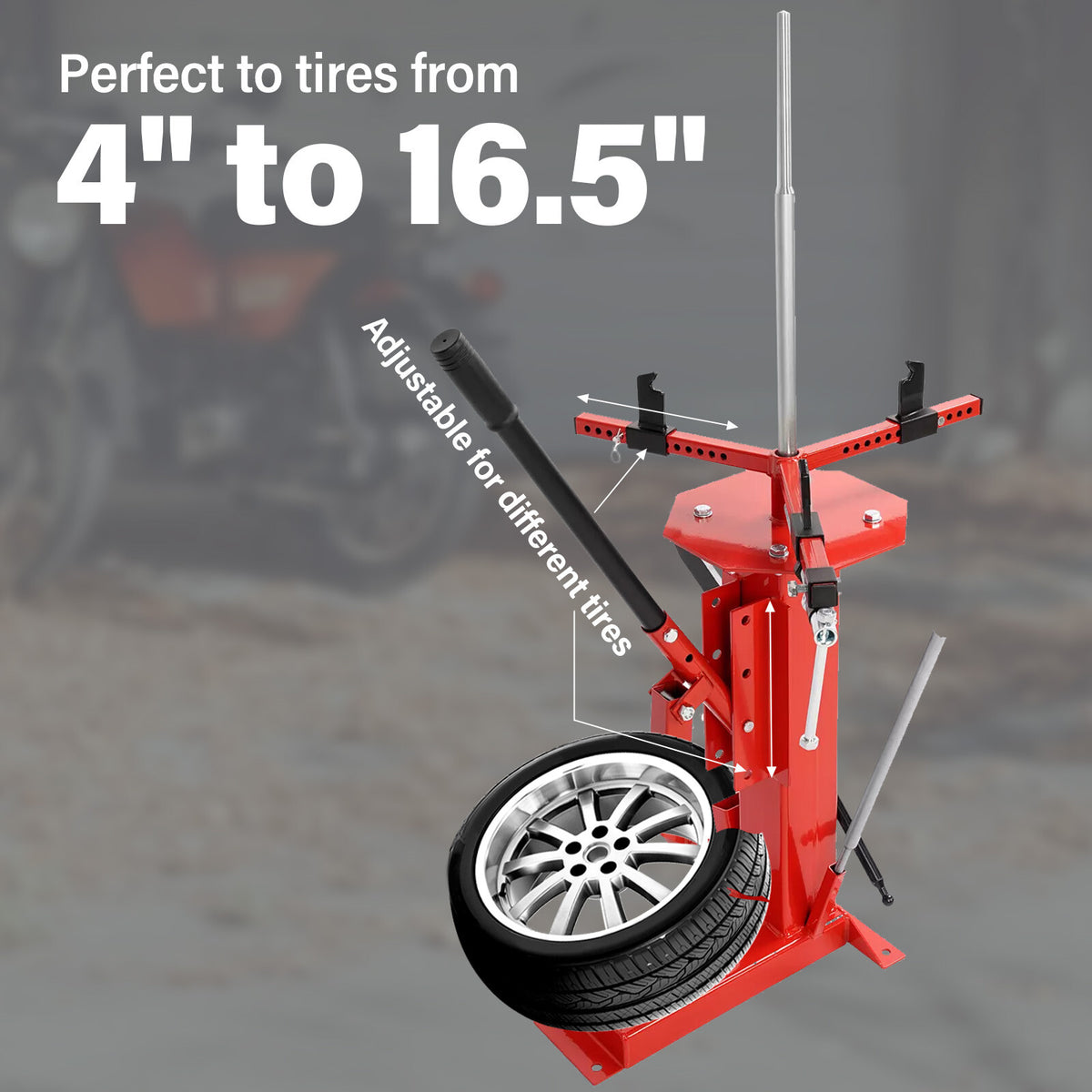 Manual Motorcycle Tire Changer Machine for 4-16.5 Inch Tires - Steel, Durable