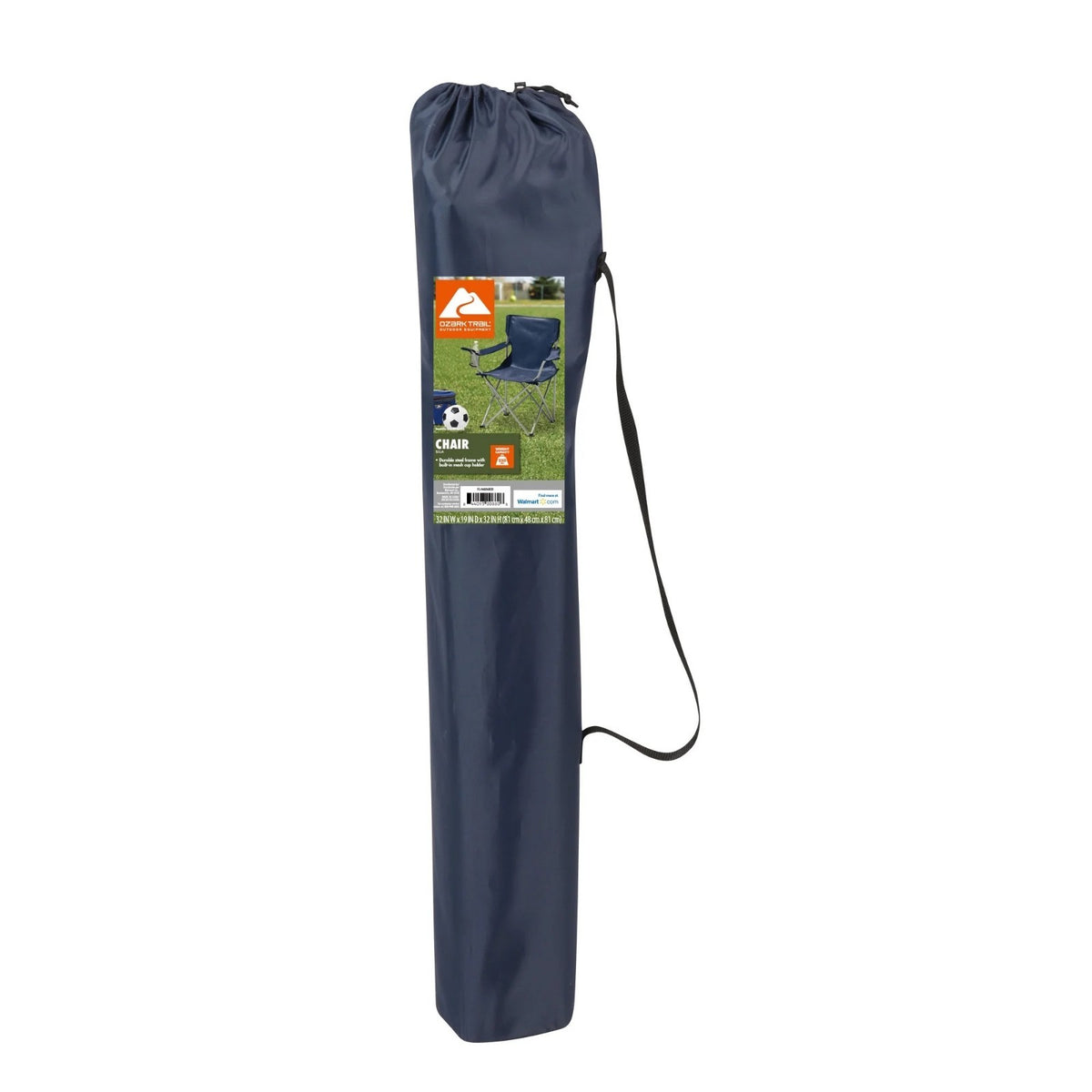 Portable Folding Camping Chair with Cup Holder - Dark Blue, 225 lbs Capacity