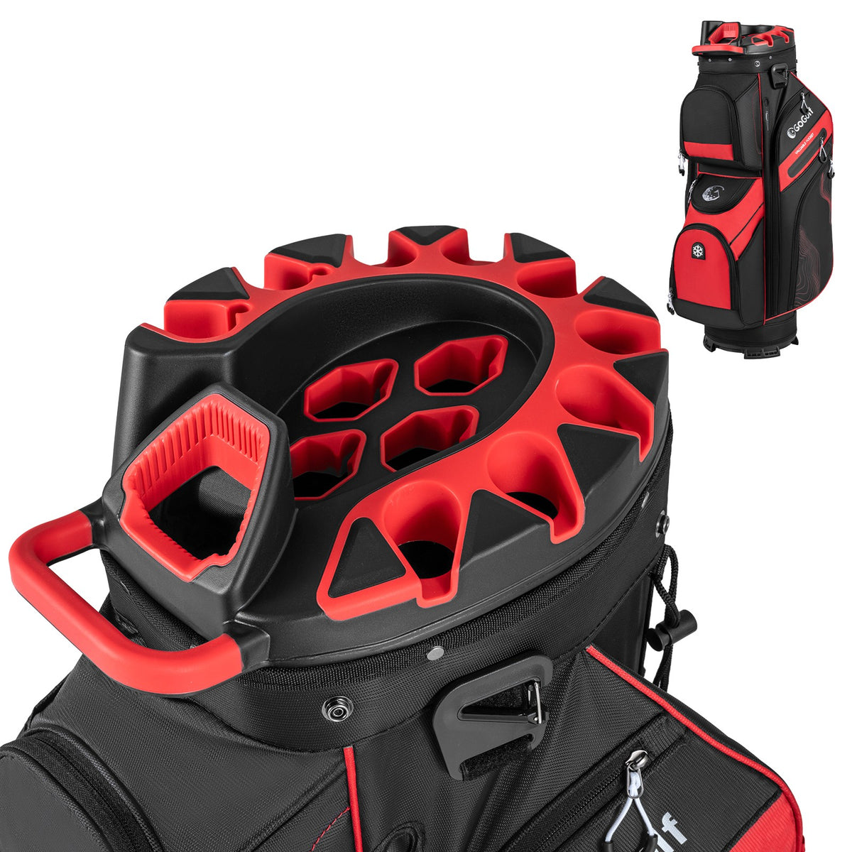 Golf Cart Bag with 14-Way Full Length Dividers and Multiple Pockets