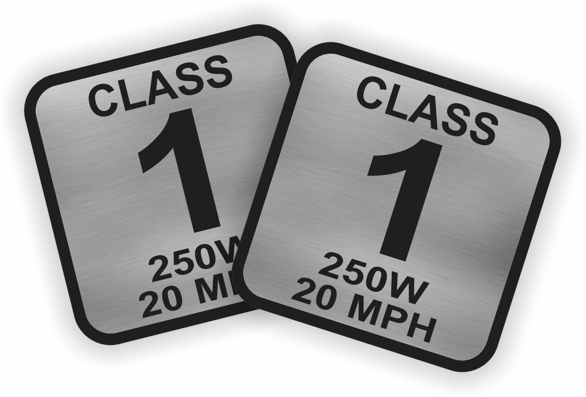 Pair 1.5-Inch Square E-Bike Decals Weatherproof Vinyl Stickers - Silver