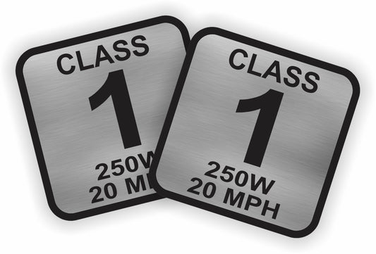 Pair 1.5-Inch Square E-Bike Decals Weatherproof Vinyl Stickers - Silver