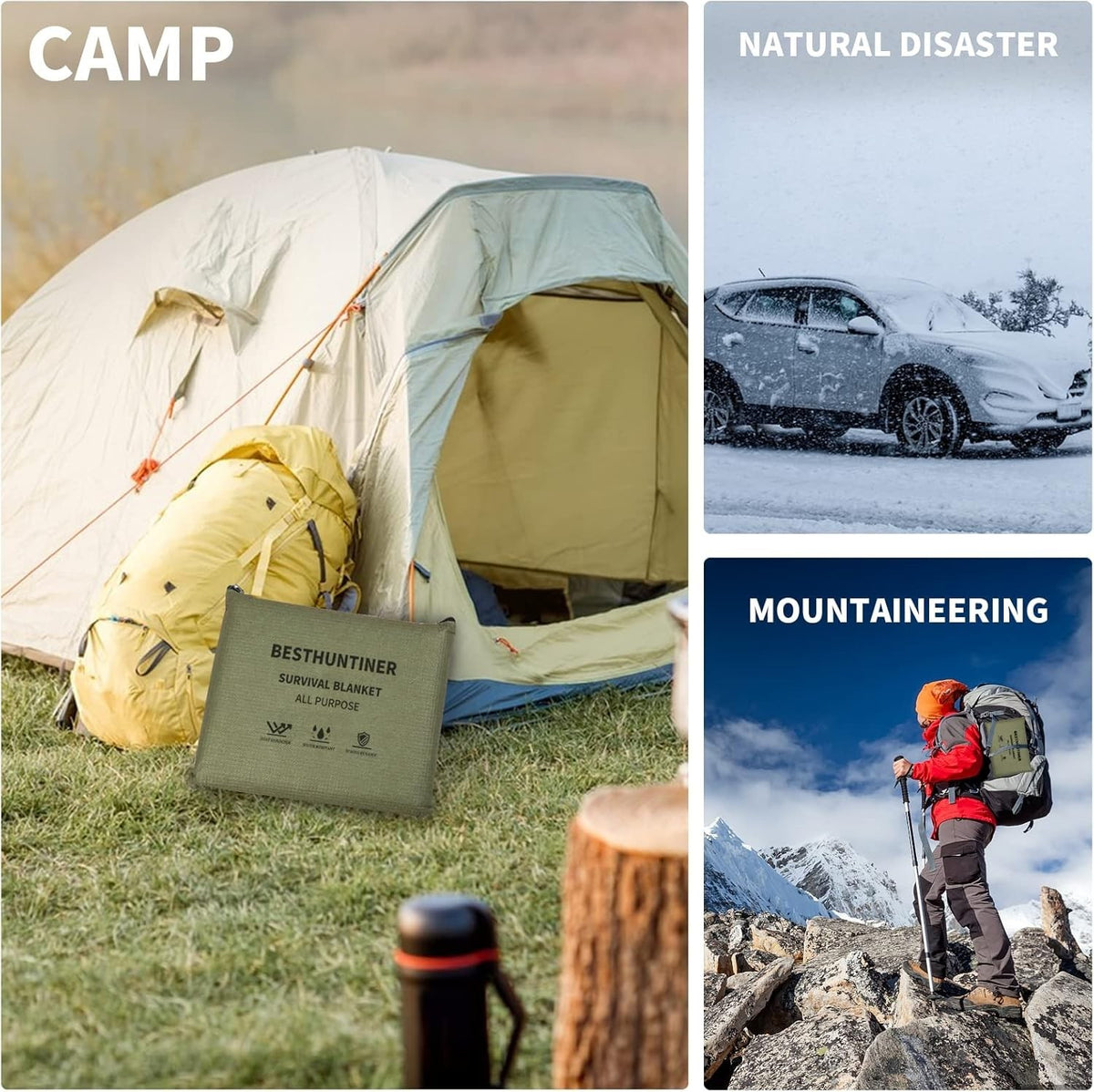 Heavy Duty Emergency Survival Blanket - Reflective Thermal Tarp for Camping & Outdoors