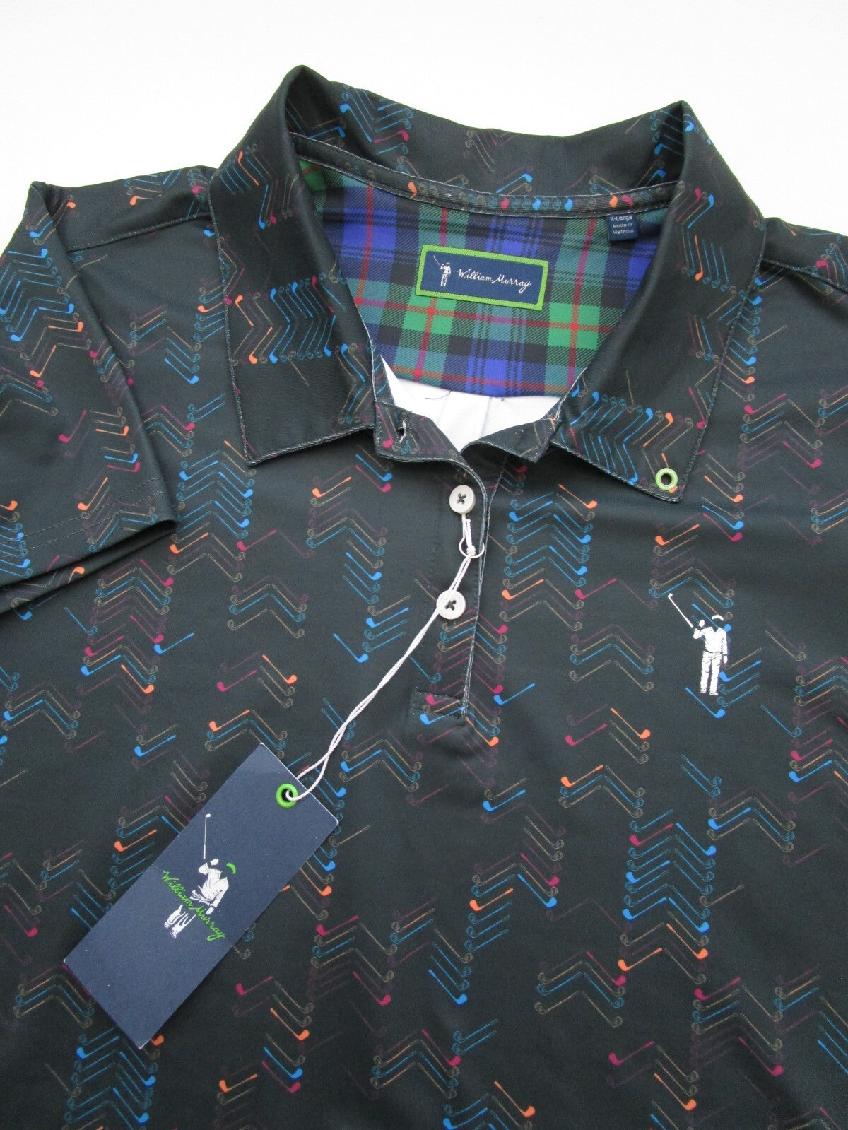Women's XL Golf Polo Shirt - William Murray Herringbone Sport Top