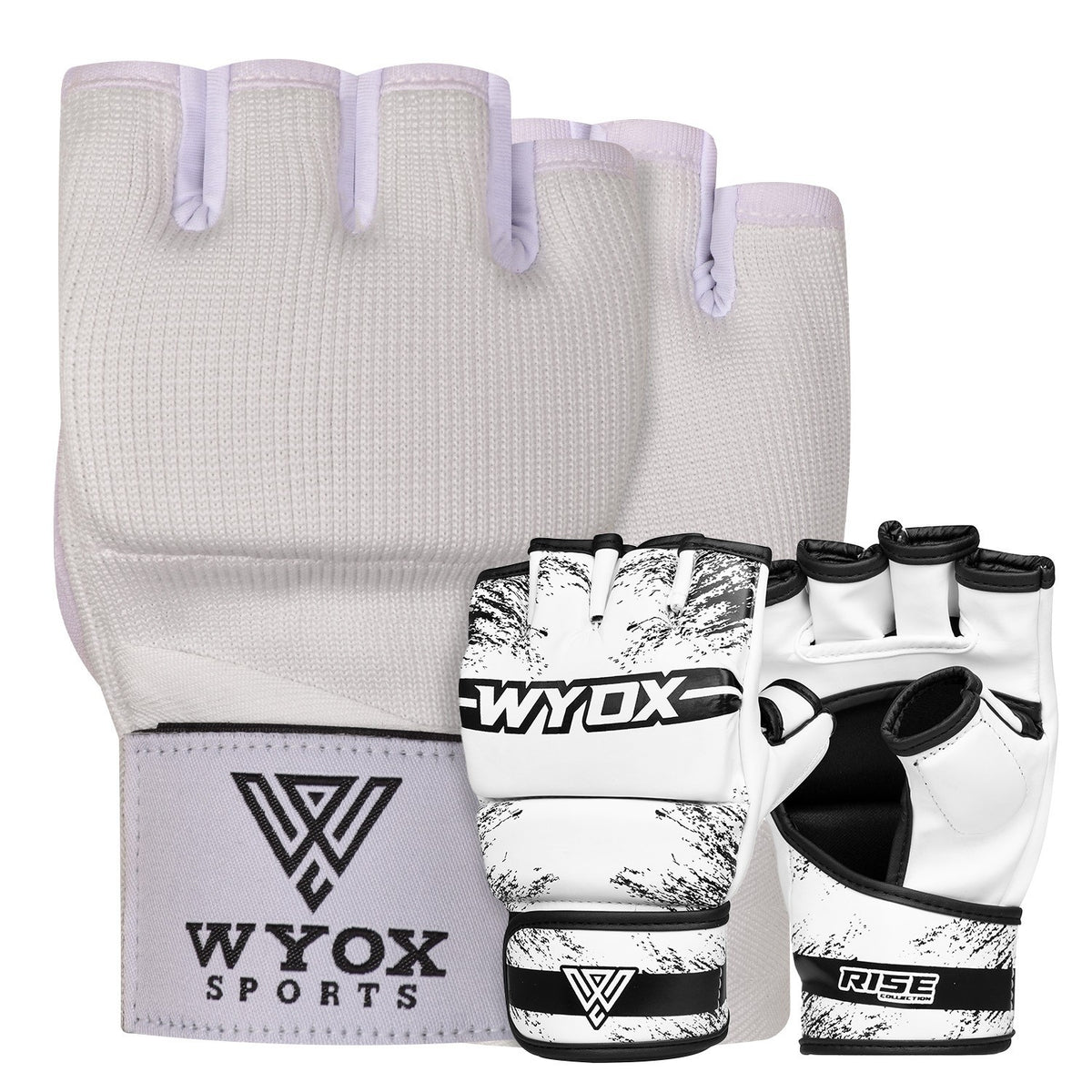 MMA Gloves & Gel Boxing Hand Wraps Set for Kickboxing Sparring Training